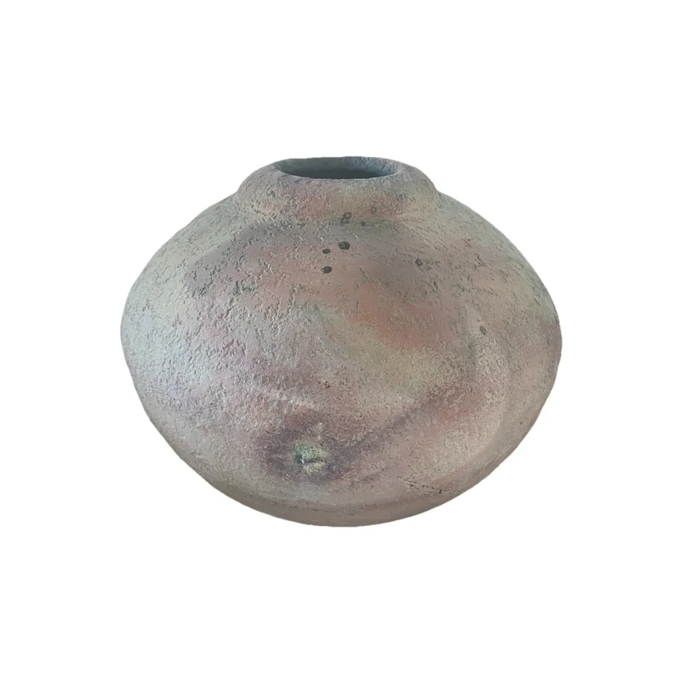 Studio Art Roku Pottery Large Round Vase, Signed—Vintage SW Earthy Pastels